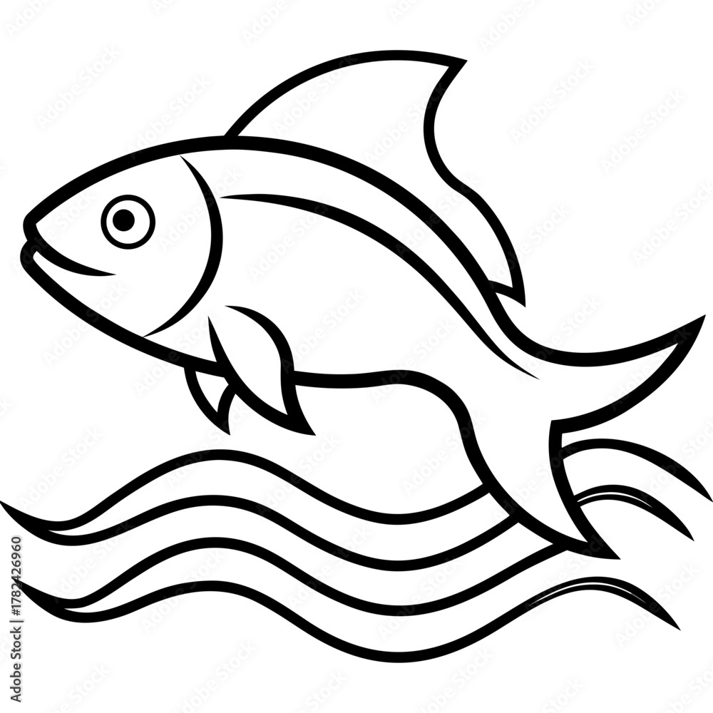 Fototapeta premium Illustration of a fish swimming in water