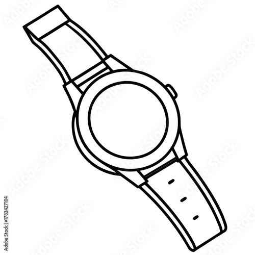 Illustration of a modern smartwatch with a digital display