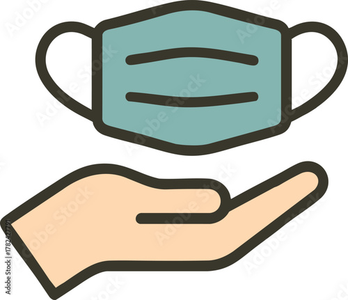 Hand holding medical face mask for health safety