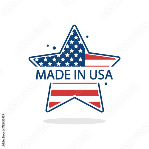 Made in USA Badge Vector Icon, American Flag Label, Premium Quality Stamp Emblem