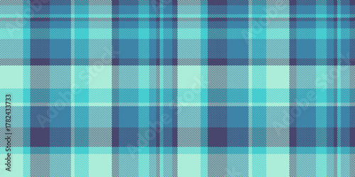 School texture textile plaid, poster background tartan pattern. Velvet seamless vector check fabric in cyan and light colors.