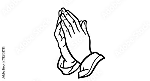 Illustration of Praying Hands, Representing Spirituality and Religious Devotion