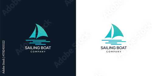Modern sailboat vector logo design inspiration 