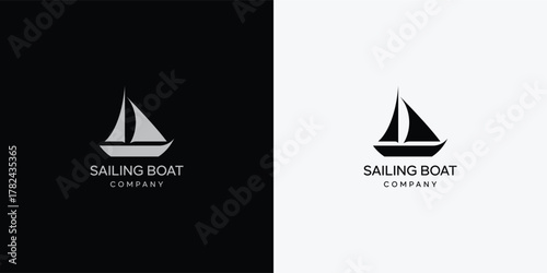 sailboat logo design with modern style, vector logo design template	