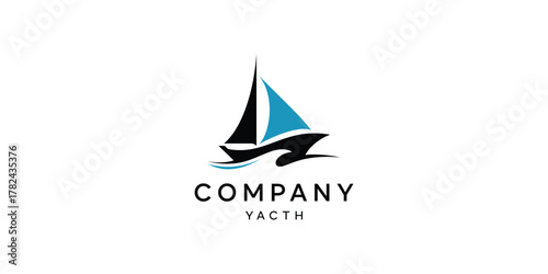 sailboat logo design with modern style, vector logo design template	