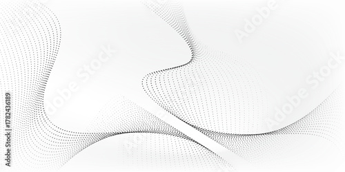 Flowing dots particles nice wave pattern halftone black gradient curve shape isolated futuristic art pattern geometric texture