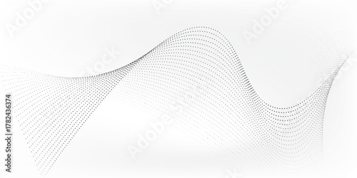 Flowing dots particles nice wave pattern halftone black gradient curve shape isolated futuristic art pattern