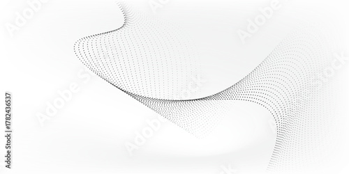 Flowing dots particles nice wave pattern halftone black gradient curve shape isolated futuristic art pattern geometric