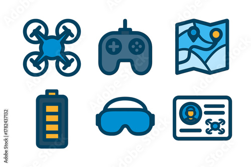 Exploring technology with drones, gaming, maps, and virtual reality gear for exciting adventures