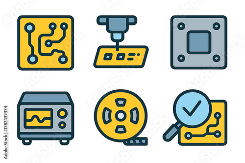 Illustration of electronic components and tools used in circuit design and testing