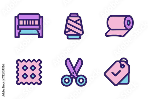 Crafting tools displayed with bright colors for sewing and fabric projects