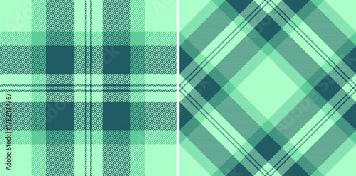 Fabric background vector of textile plaid check with a texture seamless tartan pattern. Set in sea colors. Top fashion trends for the year.