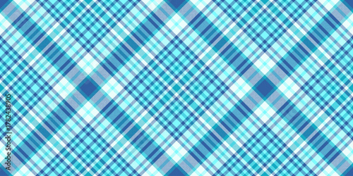 Foot fabric tartan pattern, guy background texture vector. Ethnicity seamless textile check plaid in cyan and blue colors.