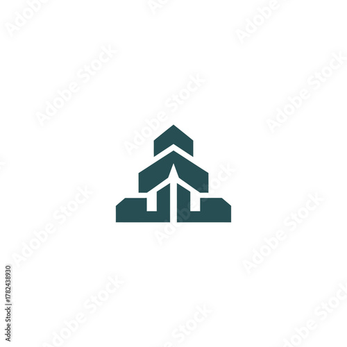 Finance strong foundation blocks icon flat vector design.