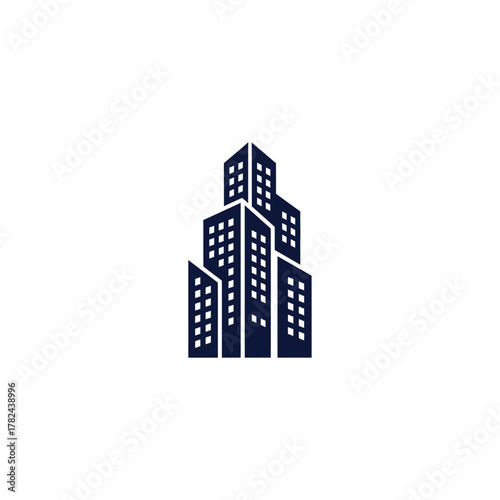 Night building lights icon flat vector design.