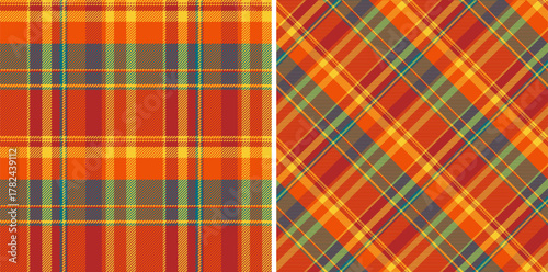 Plaid pattern vector of texture textile fabric with a tartan seamless check background. Set in retro colors for luxury bedding sets.
