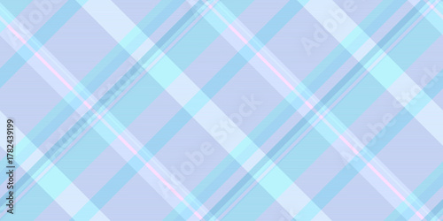 Spring tartan fabric textile, random background vector plaid. Minimalist check texture seamless pattern in cyan and light colors.