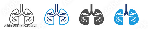 lungs icon set multiple style