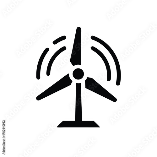 Clean vector illustration of a modern wind turbine generating renewable energy in a simple icon design