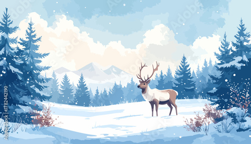 Majestic reindeer with impressive antlers standing tall and proud.