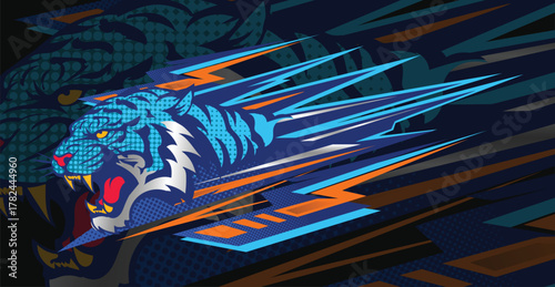 Sport Racing Car Vector Design with Abstract Stripe and Decal Graphics