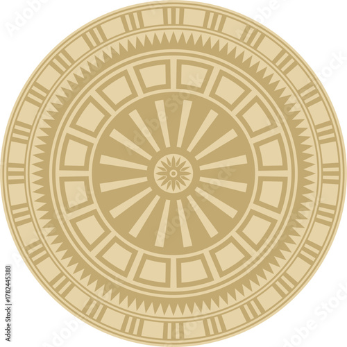 Vector golden round Egyptian ornament. Endless Circle, Ring of Ancient Egypt. Geometric African frame.
