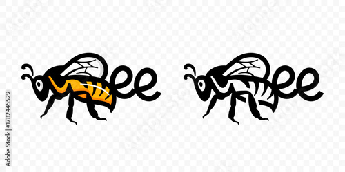 Flying honey bee vector logo design
