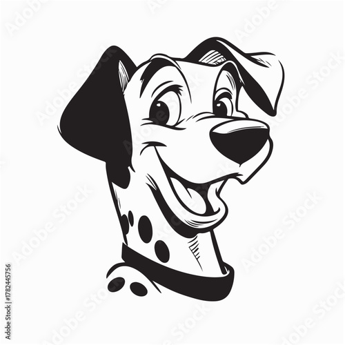 Cute and Smiling Dalmatian Dog Vector Illustration on white background