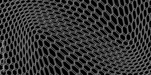 Seamless pattern of texture silver or stainless steel hexagon for background. Abstract, Art and Close up object concept