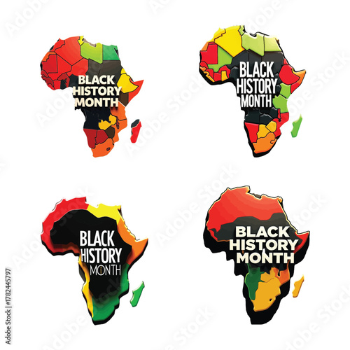 African Continent Map with Pan-African Colors Celebrating Black History