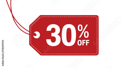 Red tag showing thirty percent off sale discount