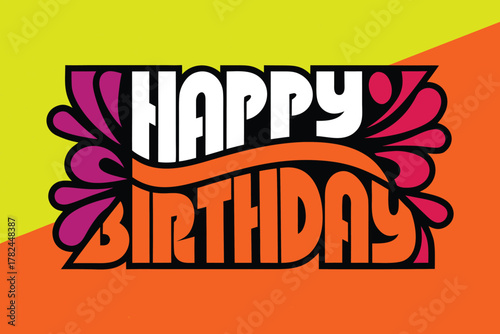 Happy birthday banner. Lettering confetti on white