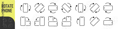 Rotate smartphone icon. Turn your mobile phone. Device rotation symbol. Rotate phone icon set vector illustration for web site or mobile app. Vector color illustration
