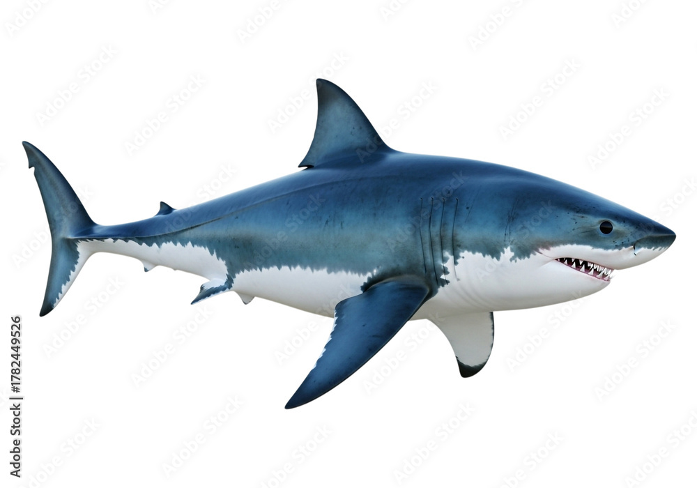 Naklejka premium Great white shark swimming isolated on transparent background
