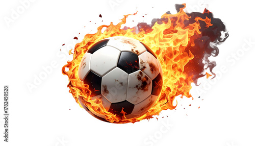 soccer ball with fire isolated on white transparent background Remove png