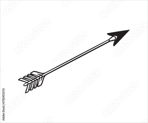 Isolated arrow illustration representing direction precision and historical hunting archery