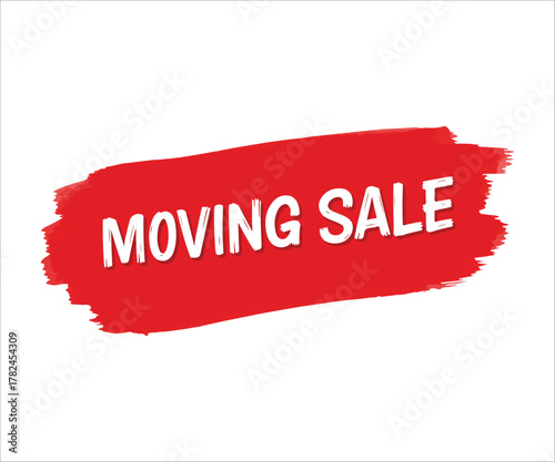 Moving Sale Banner on Red Brush Stroke Background Illustration Design