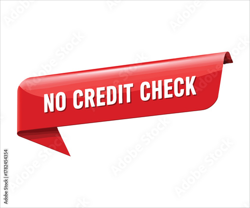 No Credit Check Ribbon Banner Vector Illustration for Advertising Promotion
