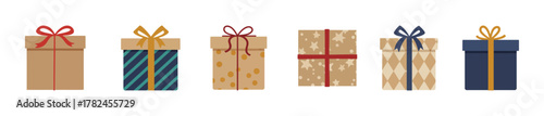 Collection of festive wrapped presents with colorful bows for various celebrations
