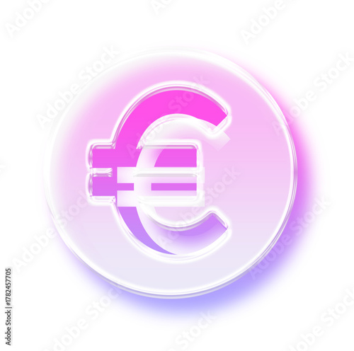 Free Download 3D Glassmorphism Euro Sign Icon, Neon European Currency Symbol - GFXLoad