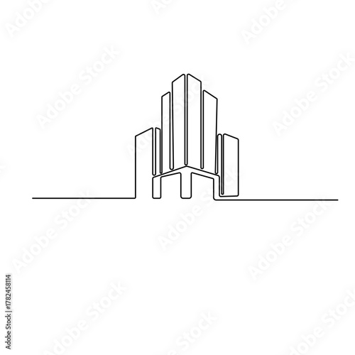 Bulding single line art, continuous one line drawing of  Isolated outline vector icon
