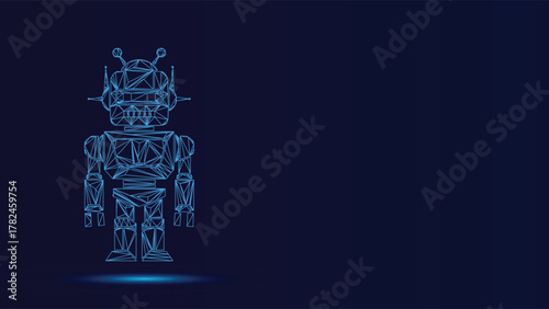 Futuristic Robot Vector Illustration Low Poly Style Character Design On Dark Blue Background Artificial Intelligence Concept Modern Technology And Automation