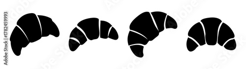 Four black croissant silhouettes on a