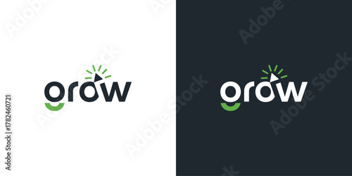 grow wordmark and arrow logo design template