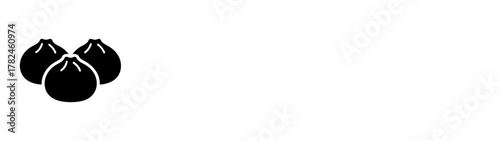 Three black stylized dumplings or bao buns icon