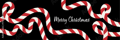 Christmas candy cane twist and peppermint ribbon design with festive stripes and swirls for holiday decor