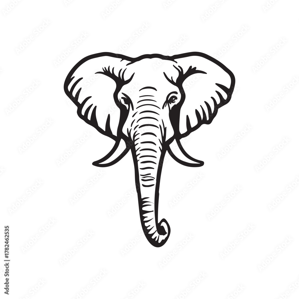 Obraz premium SIMPLE LINE ART VECTOR OF ELEPHANT HEAD