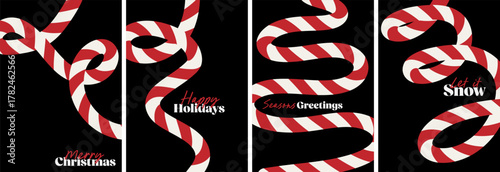 Christmas candy cane twist and peppermint ribbon design with festive stripes and swirls for holiday decor