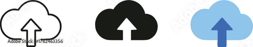Cloud storage upload icon in outline and filled versions flat vector
