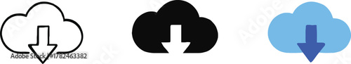 Download from Cloud Digital Data Storage Icon Illustration and Concept
